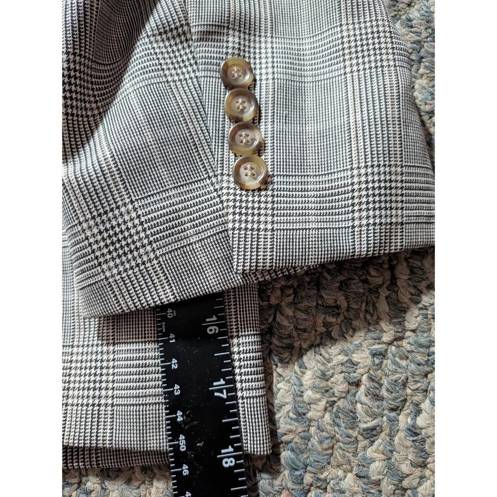 Jos. A. Bank Travelers Collection Mens 46S Grey Glen Plaid 100% Wool Blazer Coat